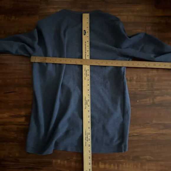 Mens Thermal Shirt Large Blue Waffle Weave Base Layer Camp Cabin Warm Activewear - Picture 5 of 7